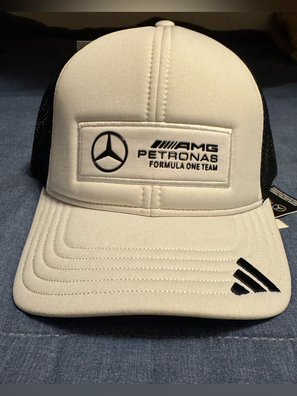 Mercedes AMG Petronas F1 adidas 2025 Logo Trucker Cap - White NWT